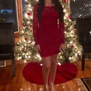 Red Lace Mini Bodycon formal dress - size 4